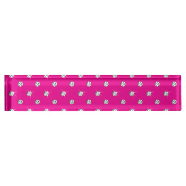 Neon hot pink diamonds nameplate (Front)