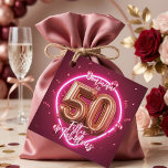 Neon Hot Pink Fifty and Fabulous 50th Birthday Favour Tags<br><div class="desc">Celebrate a spectacular milestone with these glamorous 50th birthday favor tags! Featuring stunning 3D rose gold balloon typography, a vibrant neon pink halo, and festive confetti against a rich burgundy background, these tags perfectly capture that ultimate "Fifty & Fabulous" vibe. Easily add the birthday VIP's name to finish off your...</div>