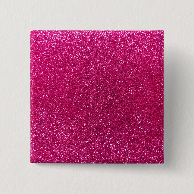 Neon hot pink glitter 2 inch square button (Front)