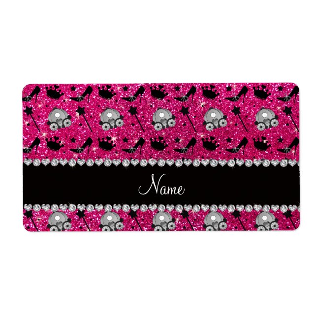 Neon hot pink glitter princess crown wand stars (Front)