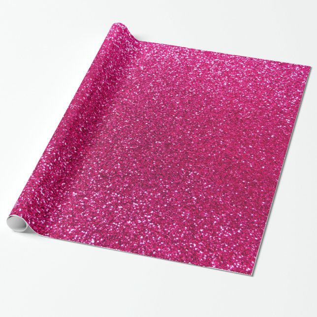 Neon hot pink glitter wrapping paper (Unrolled)