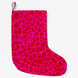Neon hot pink leopard print pattern small christmas stocking