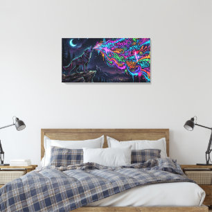 Neon Howl – Toile énergétique Urban Wolf