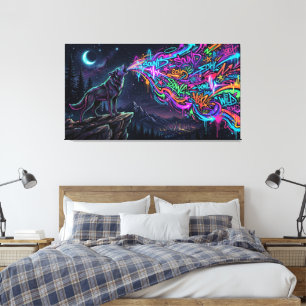 Neon Howl – Urban Wolf Energy Canvas Print