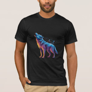 Neon Howling Wolf – Geometric Spirit T-Shirt