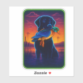 Neon Hunting Dog Sticker