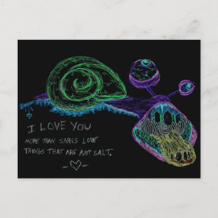 Neon I Love You Snail Carte Postale