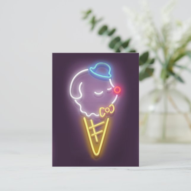 Neon Ice Cream Dog Announcement Postcard (Standing Front)