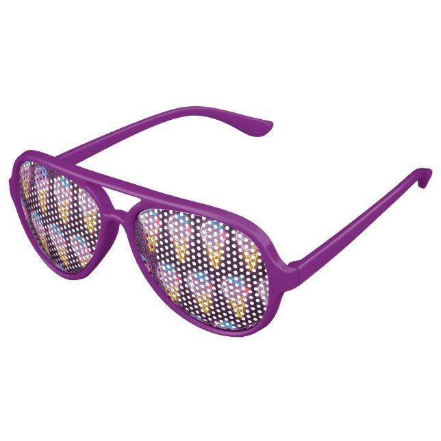 Neon Ice Cream Dog Aviator Sunglasses (Angled)