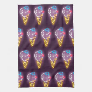 Neon Ice Cream Dog Kitchen Towel