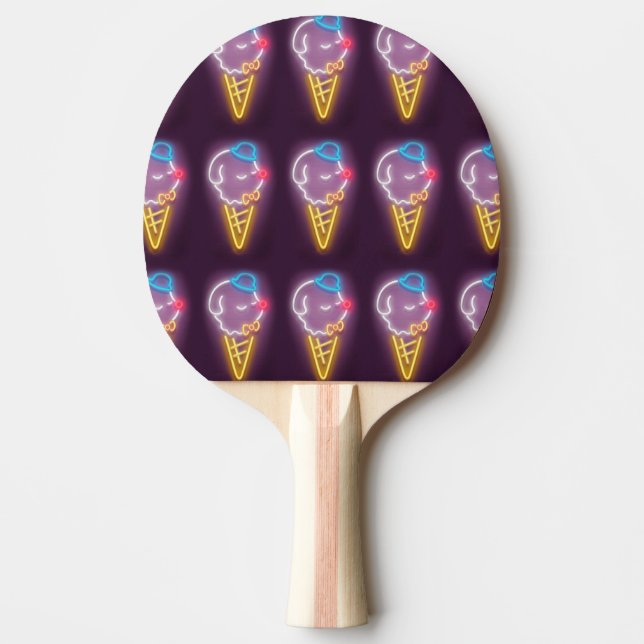 Neon Ice Cream Dog Ping Pong Paddle (Front)