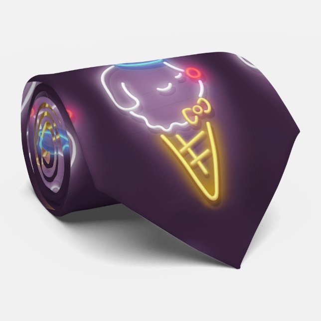 Neon Ice Cream Dog Tie (Rolled)