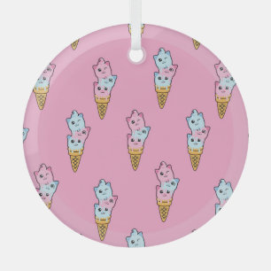 Neon Ice Cream: Kids' Urban Fun. Glass Ornament