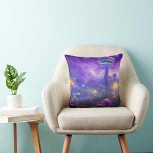 Neon Imaginaire Champignons Jeter Oreiller
