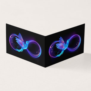 Neon Infinity Symbol with Glowing Hummingbird