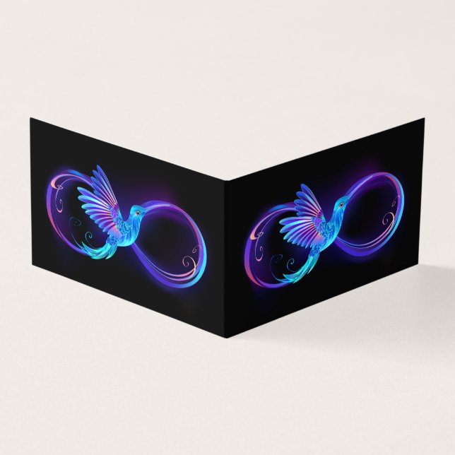 Neon Infinity Symbol with Glowing Hummingbird (Outside)