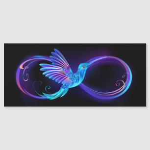 Neon Infinity Symbol with Glowing Hummingbird