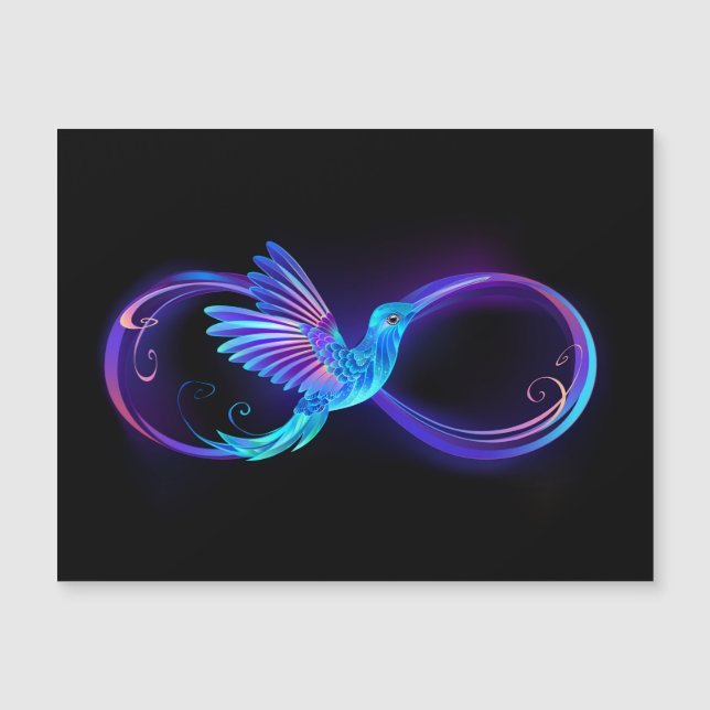 Neon Infinity Symbol with Glowing Hummingbird (Front)