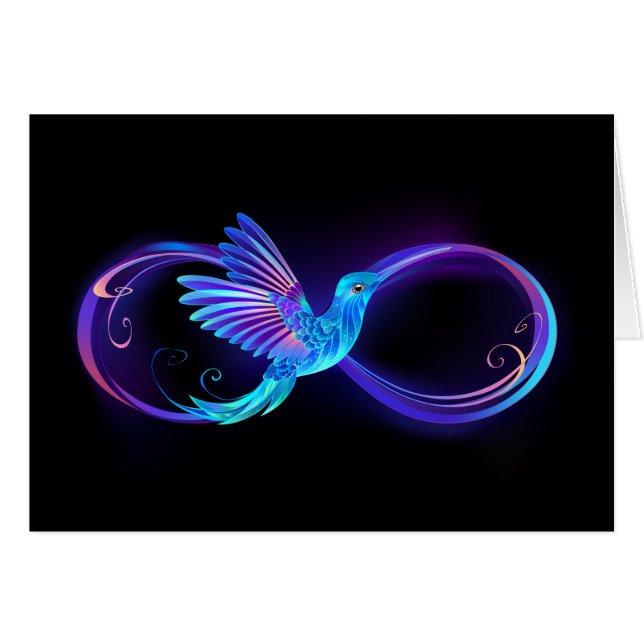 Neon Infinity Symbol with Glowing Hummingbird (Front Horizontal)