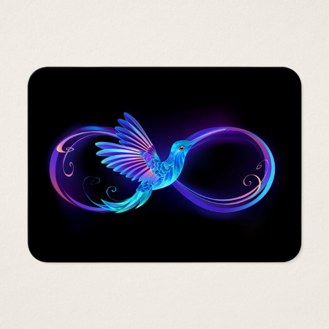 Neon Infinity Symbol with Glowing Hummingbird (Front)