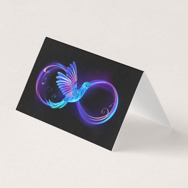 Neon Infinity Symbol with Glowing Hummingbird (Front)