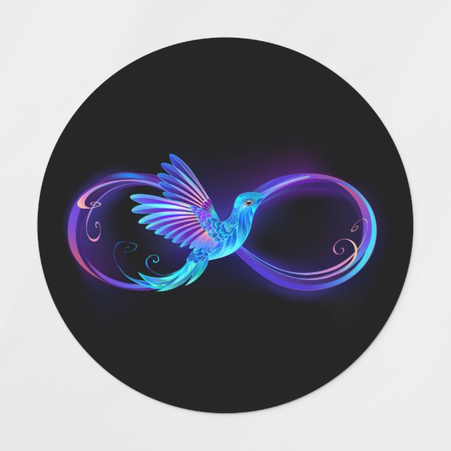 Neon Infinity Symbol with Glowing Hummingbird (Design 1)