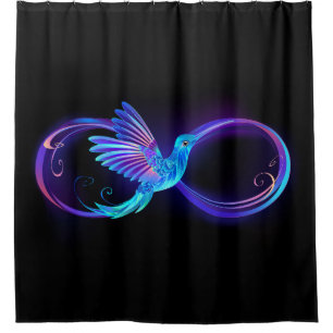 Neon Infinity Symbol with Glowing Hummingbird