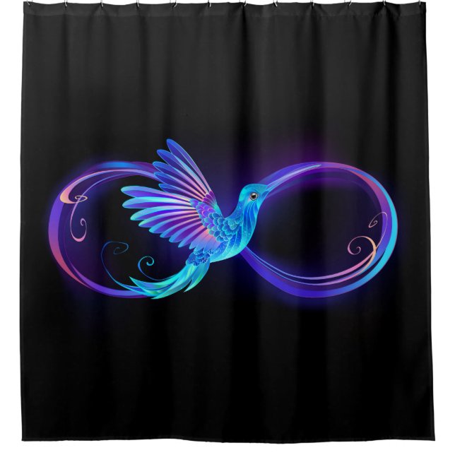 Neon Infinity Symbol with Glowing Hummingbird (Front)