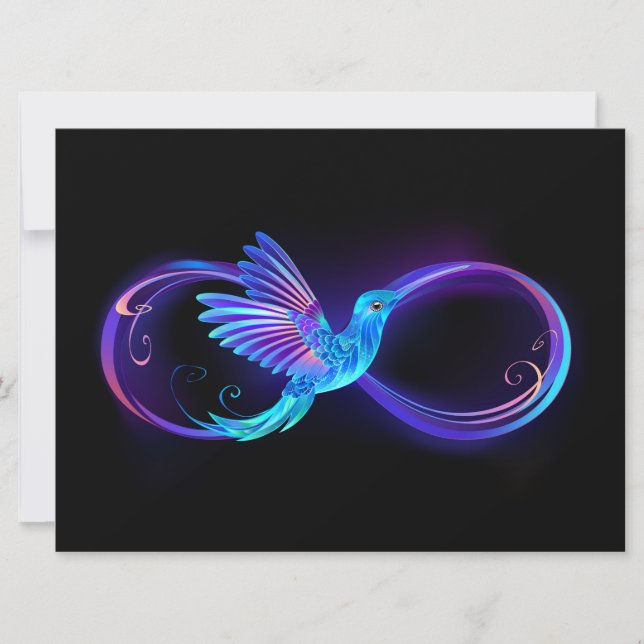 Neon Infinity Symbol with Glowing Hummingbird (Front)