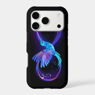 Neon Infinity Symbol with Glowing Hummingbird