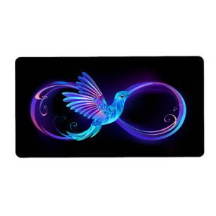 Neon Infinity Symbol with Glowing Hummingbird