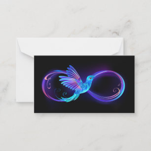 Neon Infinity Symbol with Glowing Hummingbird Advice Card
