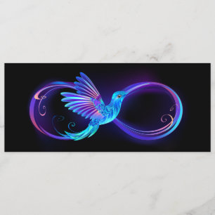 Neon Infinity Symbol with Glowing Hummingbird Advice Card