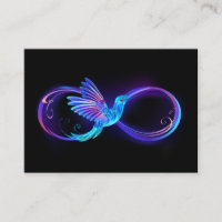 Neon Infinity Symbol with Glowing Hummingbird