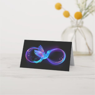 Neon Infinity Symbol with Glowing Hummingbird Appointment Card