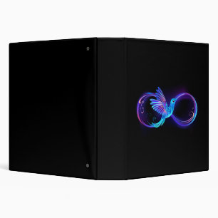 Neon Infinity Symbol with Glowing Hummingbird Binder
