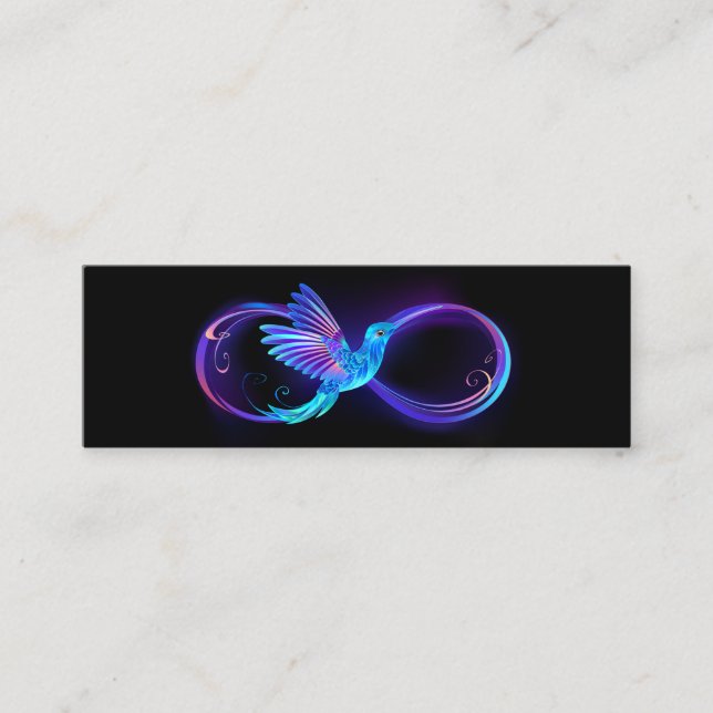 Neon Infinity Symbol with Glowing Hummingbird Calling Card (Front)