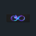 Neon Infinity Symbol with Glowing Hummingbird Canvas Print<br><div class="desc">Glowing,  purple infinity symbol with flying,  luminous,  blue hummingbird on black background. Neon.</div>