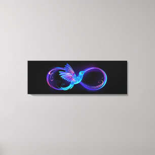 Neon Infinity Symbol with Glowing Hummingbird Canvas Print