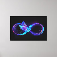 Neon Infinity Symbol with Glowing Hummingbird