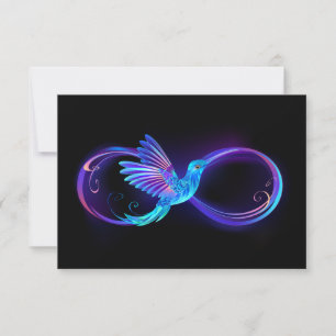 Neon Infinity Symbol with Glowing Hummingbird Card