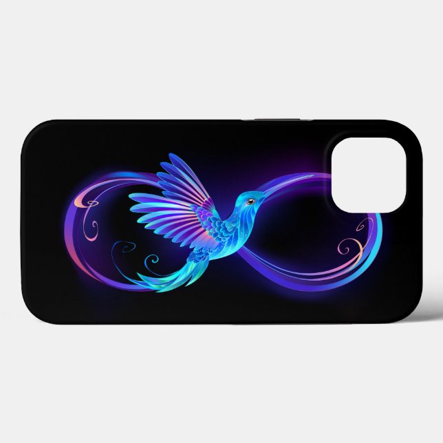 Neon Infinity Symbol with Glowing Hummingbird Case-Mate iPhone Case (Back (Horizontal))