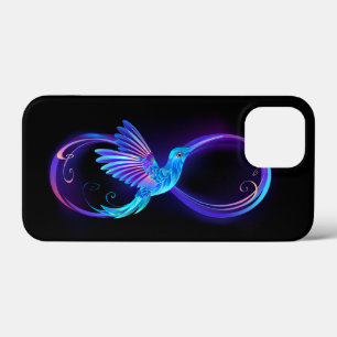 Neon Infinity Symbol with Glowing Hummingbird iPhone 13 Mini Case