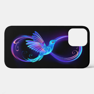 Neon Infinity Symbol with Glowing Hummingbird iPhone 12 Pro Case