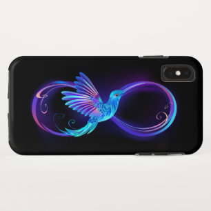 Neon Infinity Symbol with Glowing Hummingbird iPhone XS Max Case