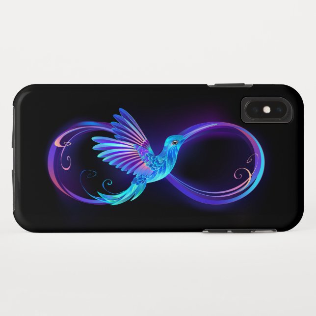 Neon Infinity Symbol with Glowing Hummingbird Case-Mate iPhone Case (Back (Horizontal))