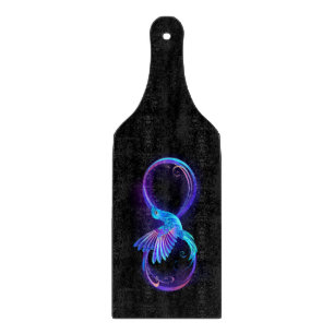 Neon Infinity Symbol with Glowing Hummingbird Cutting Board