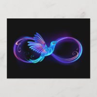Neon Infinity Symbol with Glowing Hummingbird