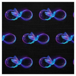 Neon Infinity Symbol with Glowing Hummingbird Fabric