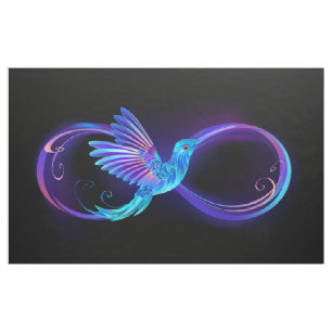 Neon Infinity Symbol with Glowing Hummingbird Fabric